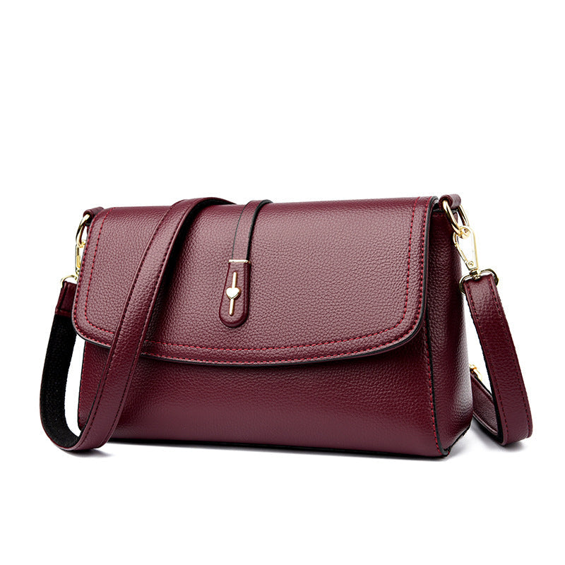 Leather Crossbody Bag with Adjustable Strap and Magnetic Snap