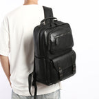 Leather Organiser Backpack with Laptop Sleeve, 17*5*12 inch