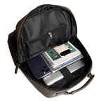 Leather Organiser Backpack with Laptop Sleeve, 17*5*12 inch