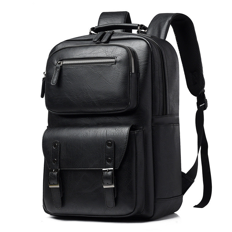 Leather Organiser Backpack with Laptop Sleeve, 17*5*12 inch