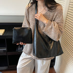 Leather Slouchy Handbag with Adjustable Shoulder Strap