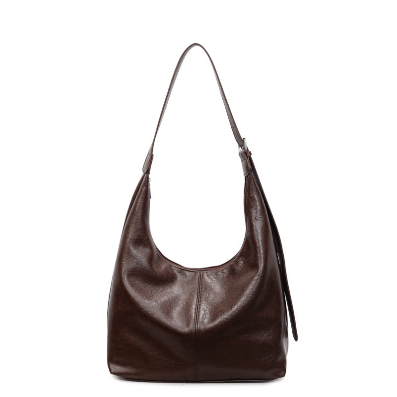 Leather Slouchy Handbag with Adjustable Shoulder Strap