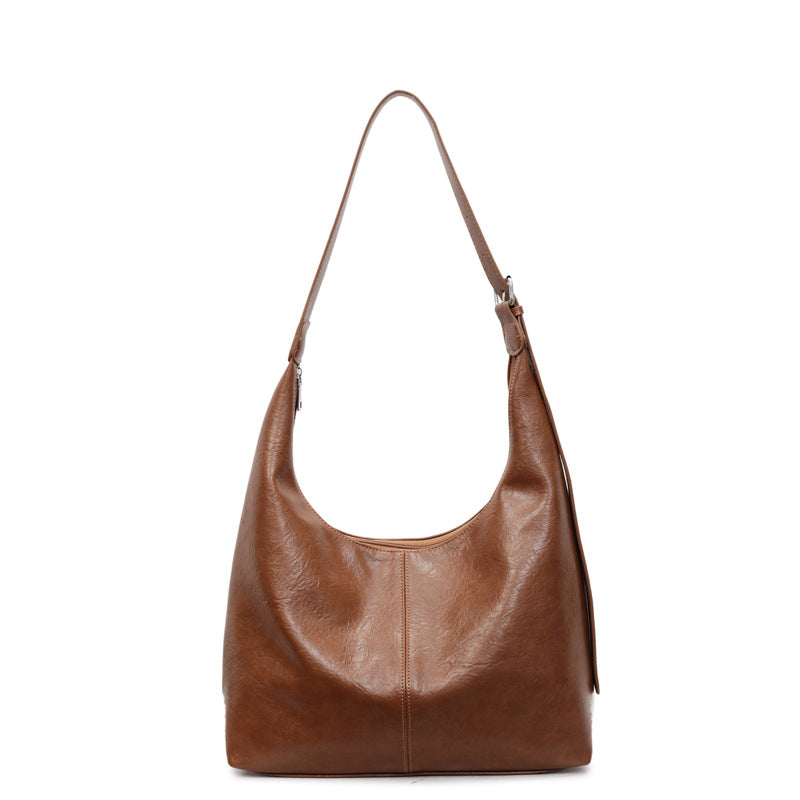 Leather Slouchy Handbag with Adjustable Shoulder Strap