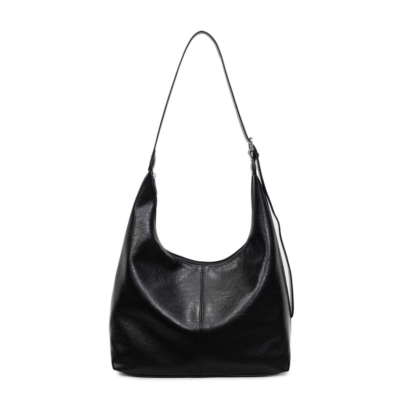 Leather Slouchy Handbag with Adjustable Shoulder Strap