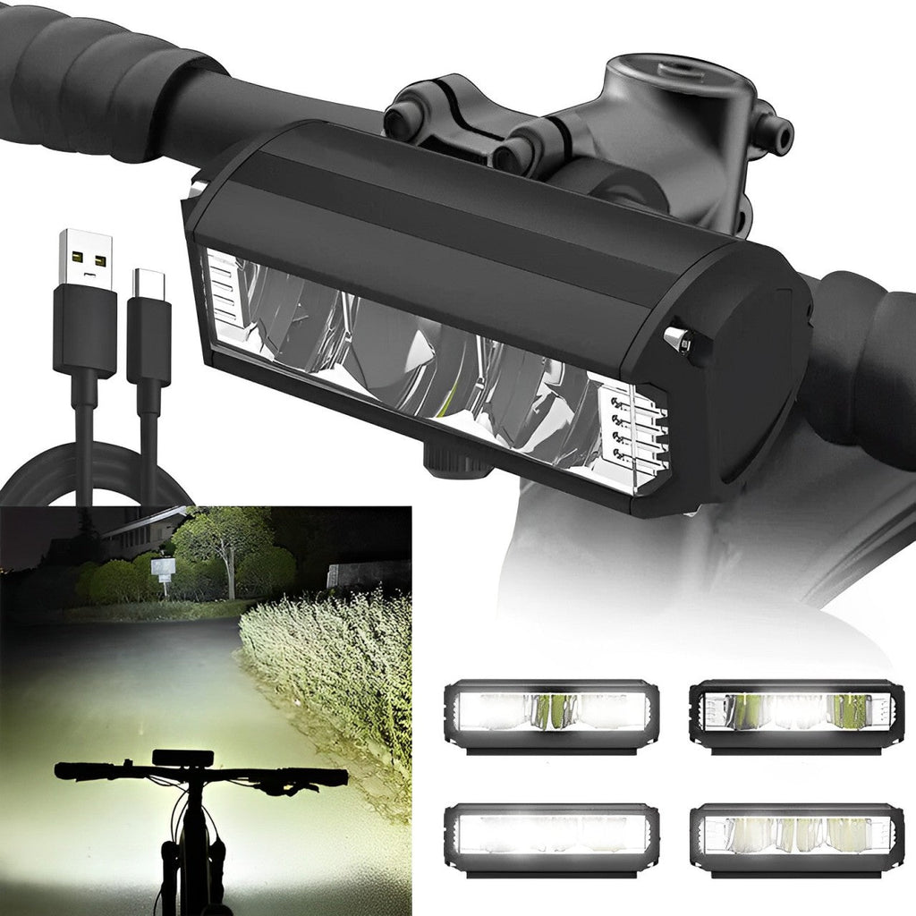 LED Bicycle Light, 900–2600 Lumens, Four Modes, IPX6