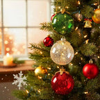 LED Christmas Ball with Timer, 2 AA Batteries, Ø 15 cm