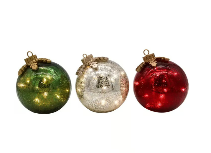 LED Christmas Ball with Timer, 2 AA Batteries, Ø 15 cm