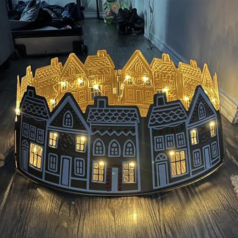 LED Gingerbread House Christmas Tree Collar, PVC, 5 Panels