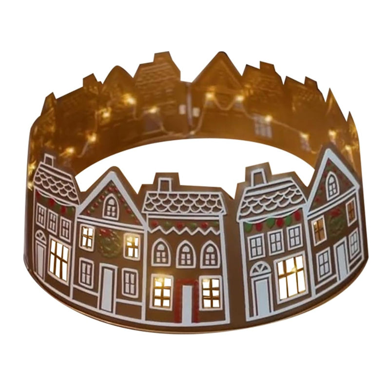 LED Gingerbread House Christmas Tree Collar, PVC, 5 Panels