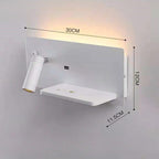 LED Wall Light with Shelf and USB Connection for Bedroom and Office