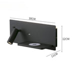LED Wall Light with Shelf and USB Connection for Bedroom and Office