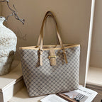 Leopard and Geometric Print Tote Bag with Sturdy Handles