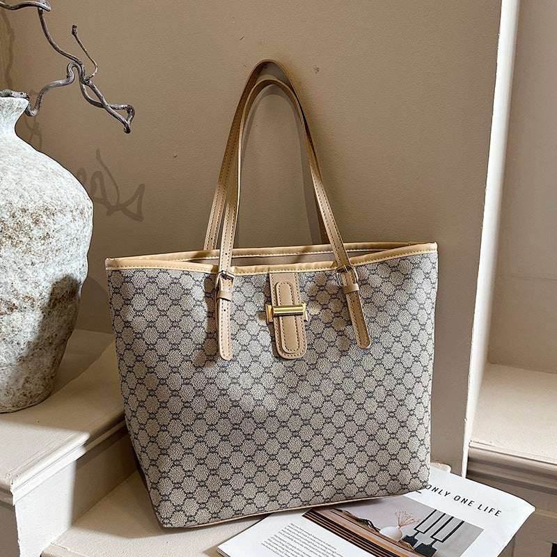 Leopard and Geometric Print Tote Bag with Sturdy Handles