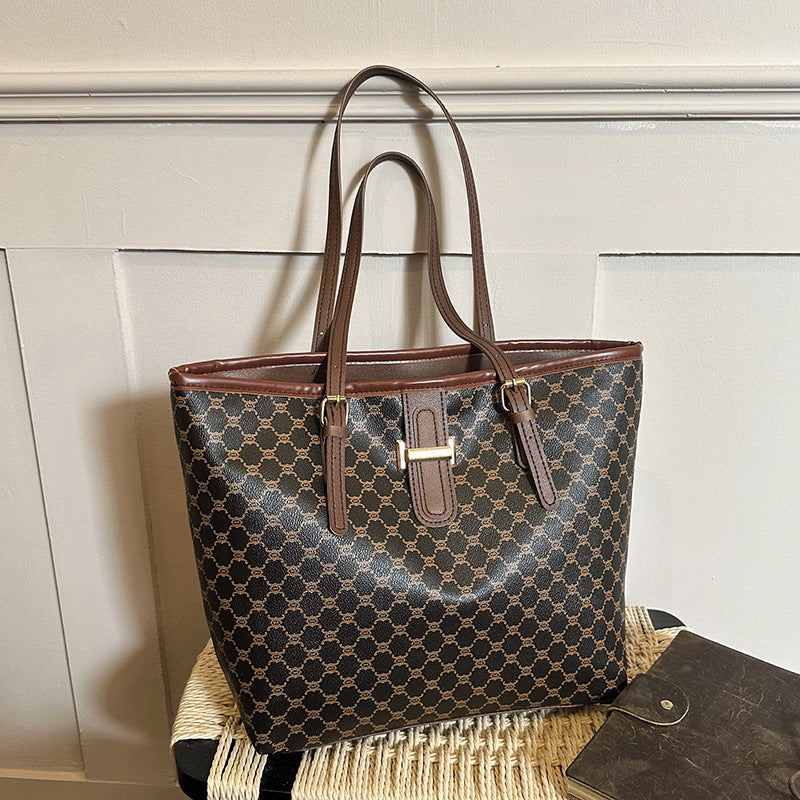 Leopard and Geometric Print Tote Bag with Sturdy Handles