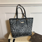 Leopard and Geometric Print Tote Bag with Sturdy Handles