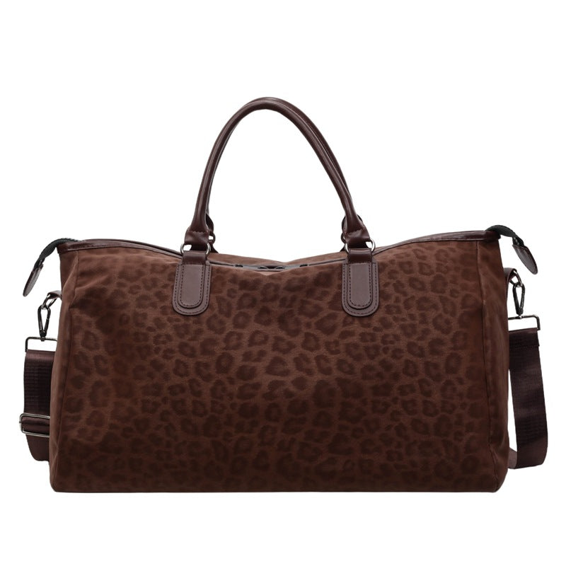 Leopard Print Travel Duffel Bag with Detachable Shoulder Strap
