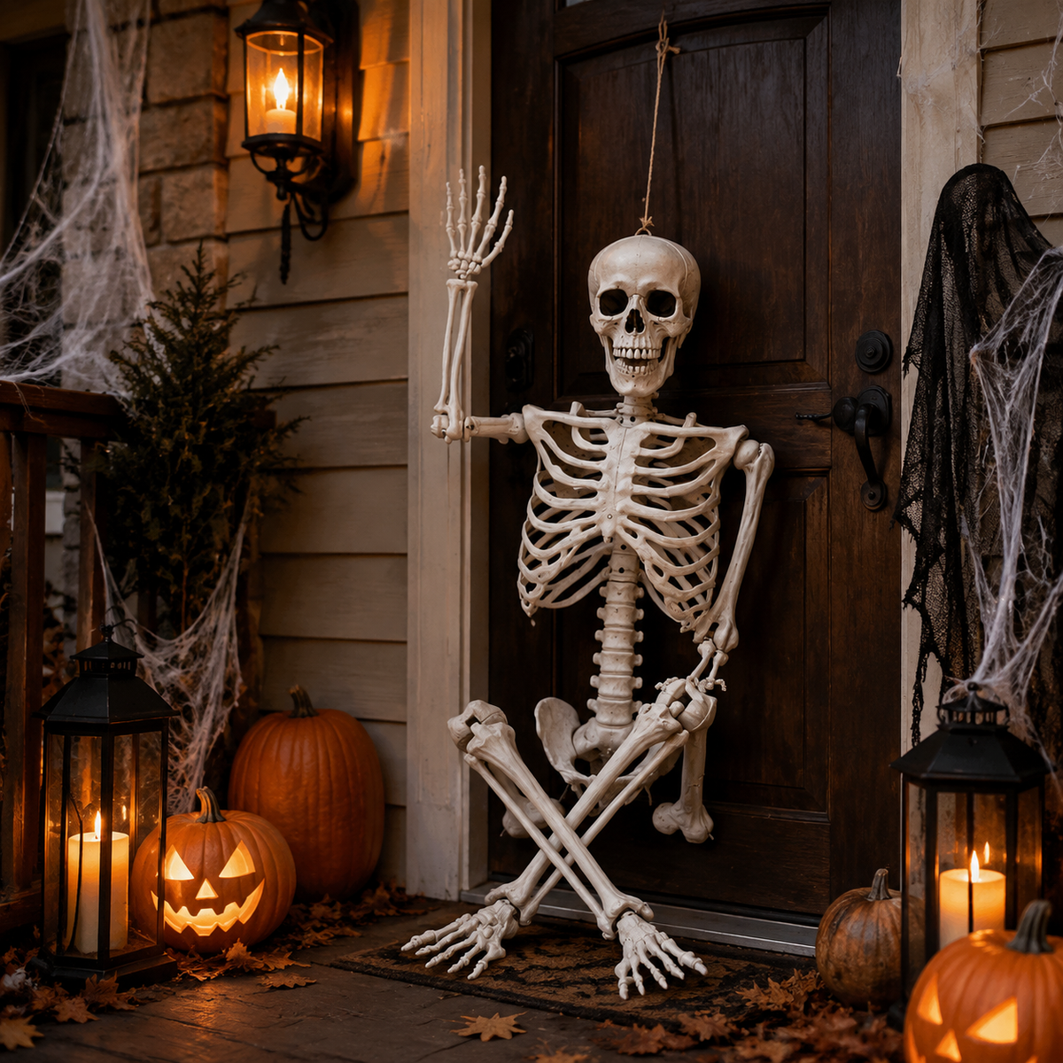Life Size Halloween Poseable Skeleton Decoration 165cm