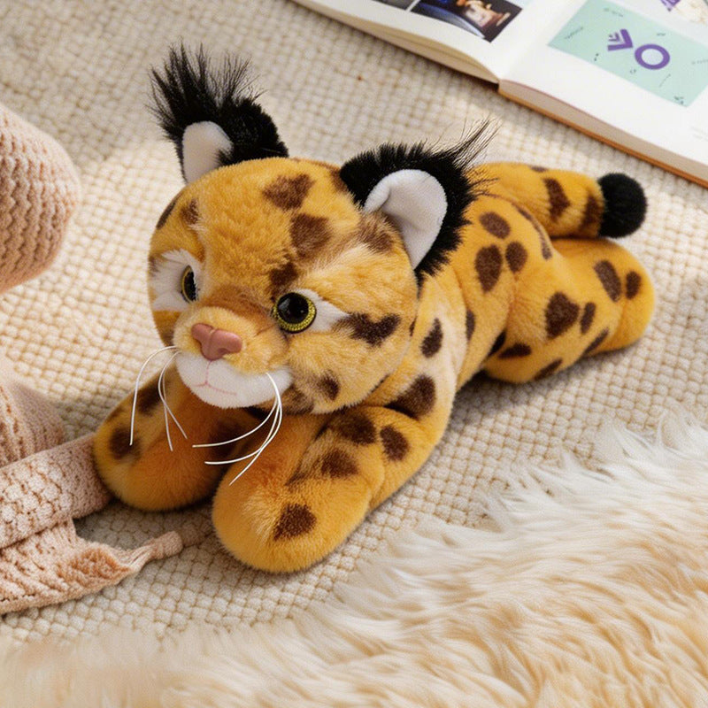 Lifelike Cat Plush Cuddle Pillow, Faux Fur, 10 inch