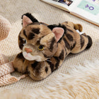 Lifelike Cat Plush Cuddle Pillow, Faux Fur, 10 inch