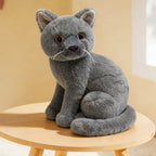 Lifelike Cat Plush Cuddle Pillow, Faux Fur, 10 inch