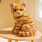 Lifelike Cat Plush Cuddle Pillow, Faux Fur, 10 inch