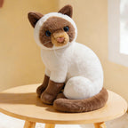 Lifelike Cat Plush Cuddle Pillow, Faux Fur, 10 inch