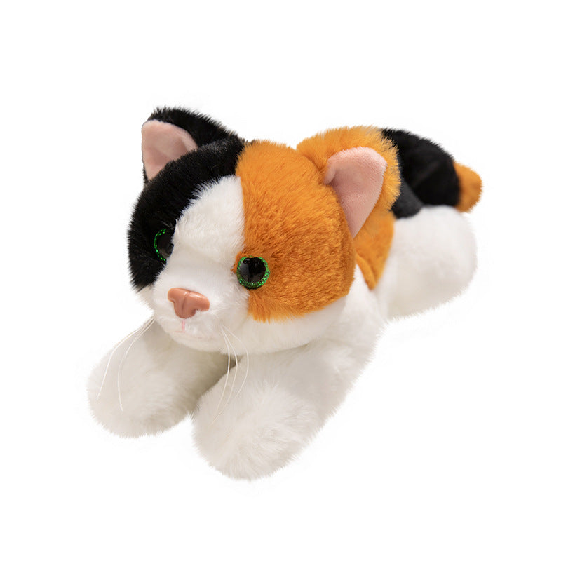 Lifelike Cat Plush Cuddle Pillow, Faux Fur, 10 inch