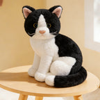Lifelike Cat Plush Cuddle Pillow, Faux Fur, 10 inch