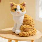 Lifelike Cat Plush Cuddle Pillow, Faux Fur, 10 inch
