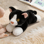 Lifelike Cat Plush Cuddle Pillow, Faux Fur, 10 inch