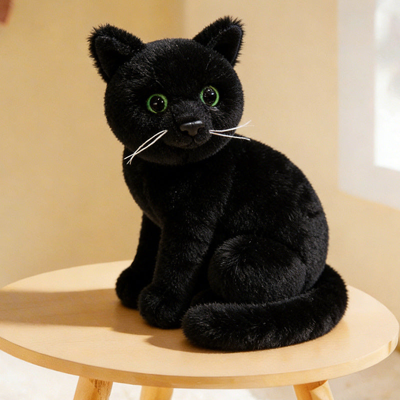 Lifelike Cat Plush Cuddle Pillow, Faux Fur, 10 inch