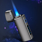 Triple Flame Windproof Jet Lighter - USB Charging, Metal, Butane Gas, view 2