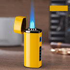 Triple Flame Windproof Jet Lighter - USB Charging, Metal, Butane Gas, view 5