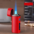 Triple Flame Windproof Jet Lighter - USB Charging, Metal, Butane Gas, view 6