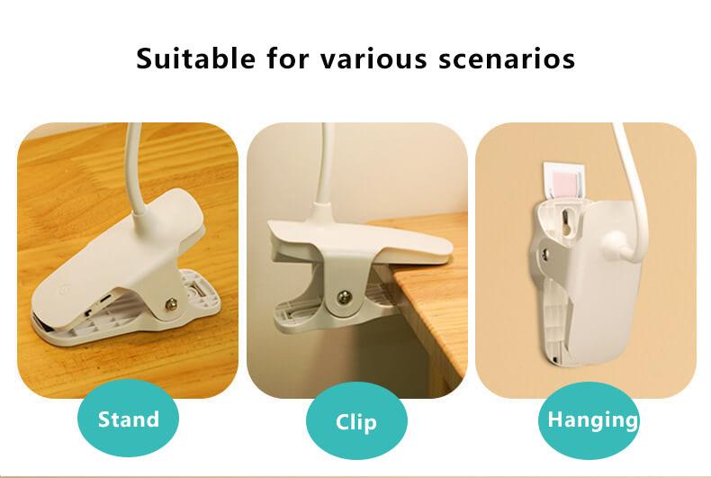 LED Clip Desk Lamp Rechargeable for Eye Protection - ABS, 320lm, view 2