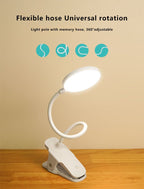 LED Clip Desk Lamp Rechargeable for Eye Protection - ABS, 320lm, view 3