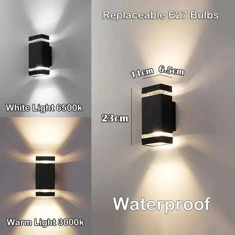 LED Outdoor Wall Light Up & Down IP65 - E27 Socket, Acrylic, 25x10x8 cm, view 5