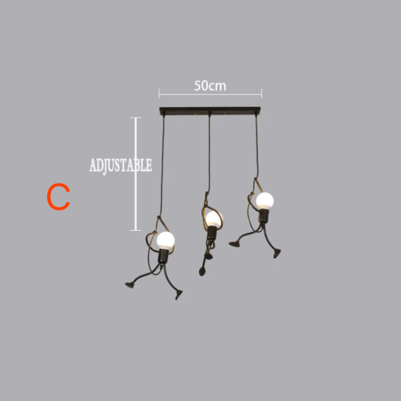 Retro Iron Man Pendant Light for Home - Adjustable Length, 3 Finishes, view 11
