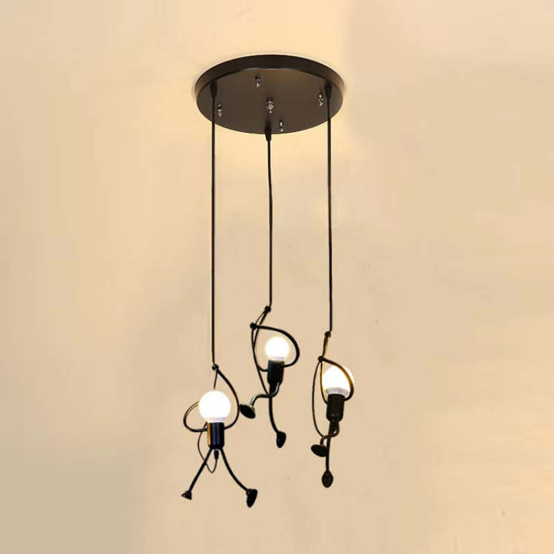 Retro Iron Man Pendant Light for Home - Adjustable Length, 3 Finishes, view 3