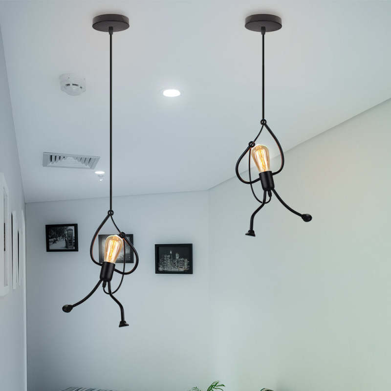 Retro Iron Man Pendant Light for Home - Adjustable Length, 3 Finishes, view 4