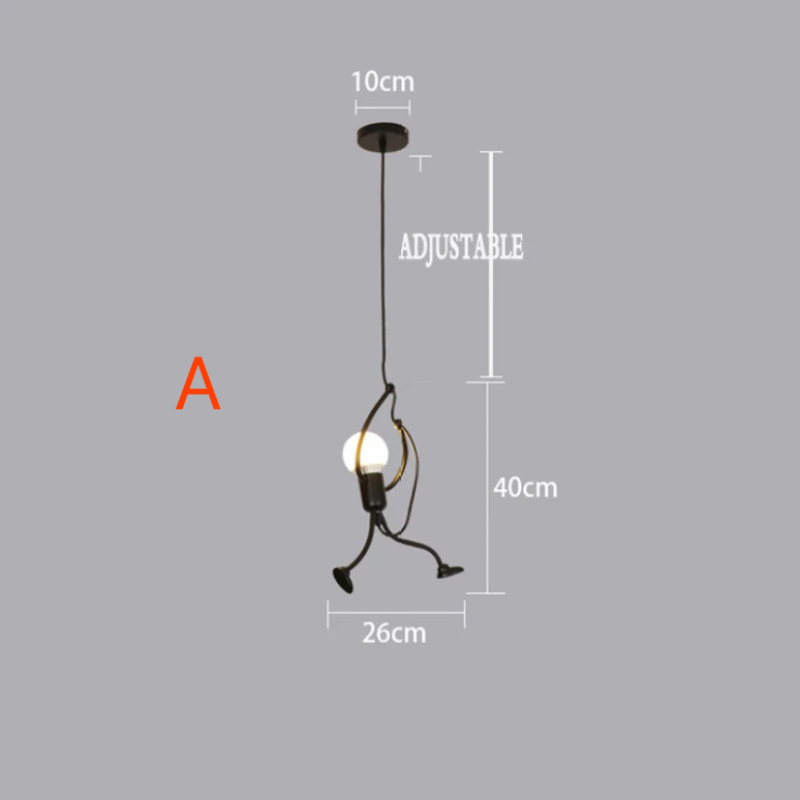 Retro Iron Man Pendant Light for Home - Adjustable Length, 3 Finishes, view 7