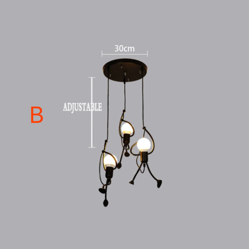 Retro Iron Man Pendant Light for Home - Adjustable Length, 3 Finishes, view 9