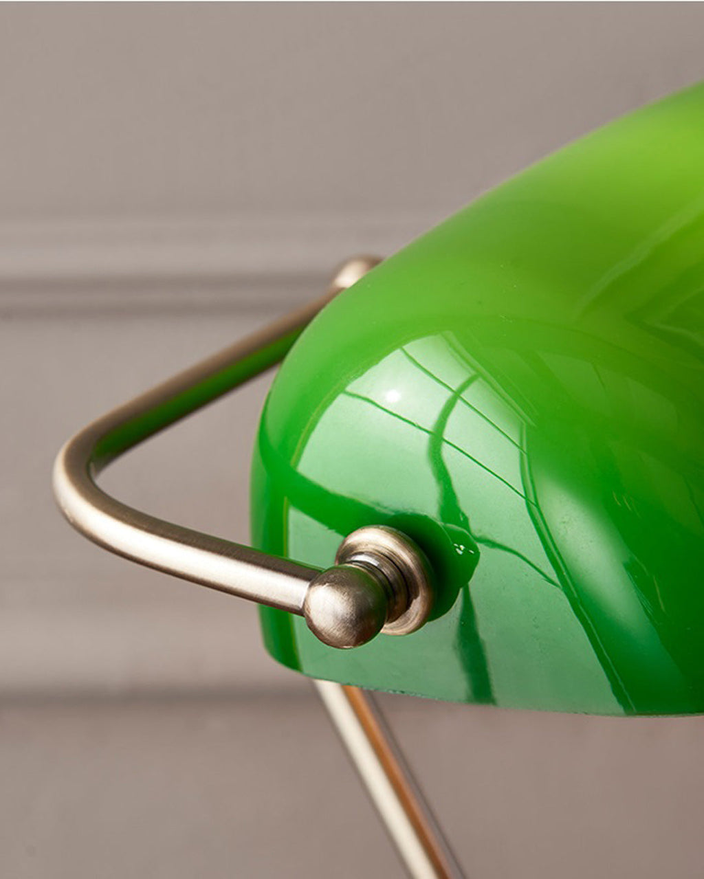 Classic Banker Desk Lamp - Brass Base, Emerald Glass Shade, 36 cm, view 7
