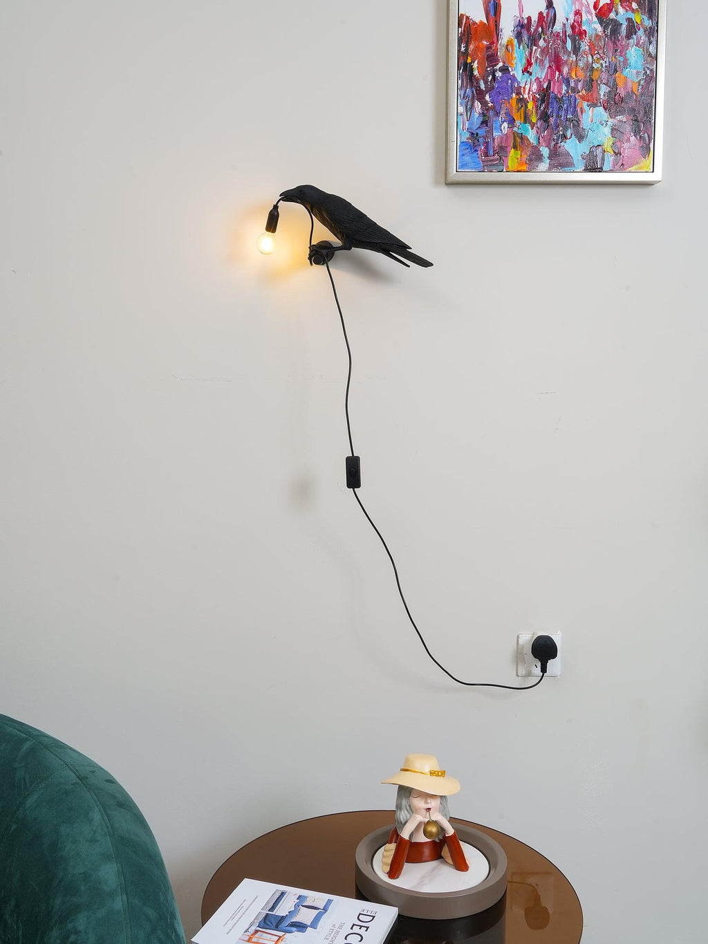 Bird Wall Light for Indoor Use - Resin, LED Compatible, 32.8cm Diameter, view 9