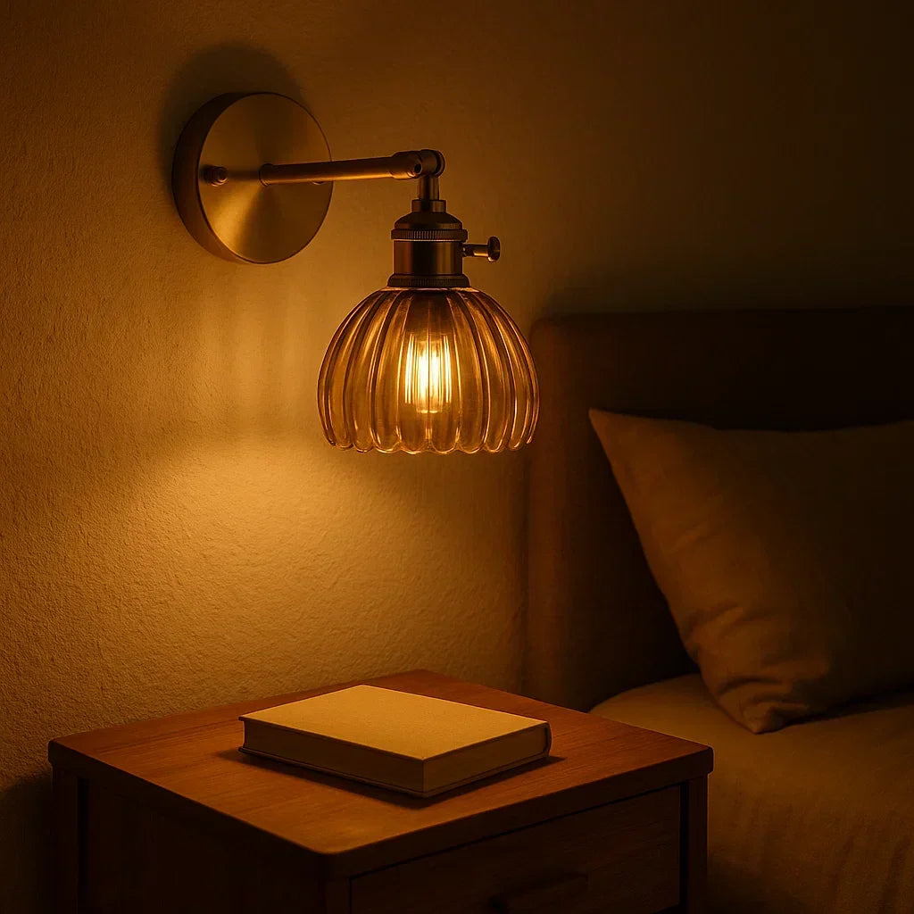 Vintage Glass Tulip Shade Wall Lamp - E26 Bulb, 40W Max, view 3