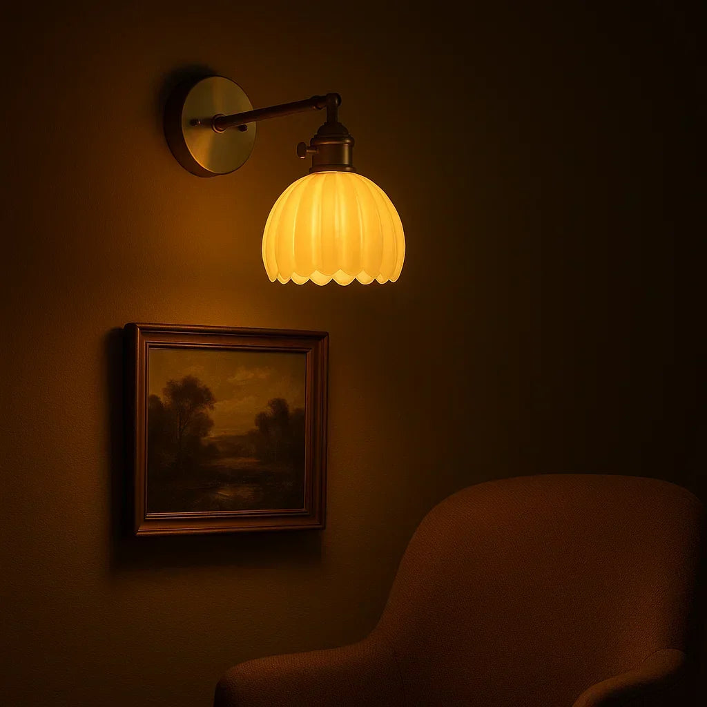 Vintage Glass Tulip Shade Wall Lamp - E26 Bulb, 40W Max, view 4