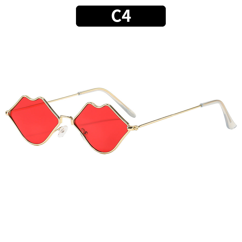 Lip-Shaped Sunglasses with Yellow-Tinted Lenses