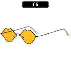 Lip-Shaped Sunglasses with Yellow-Tinted Lenses