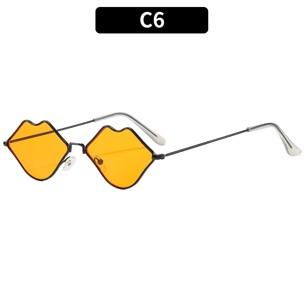 Lip-Shaped Sunglasses with Yellow-Tinted Lenses
