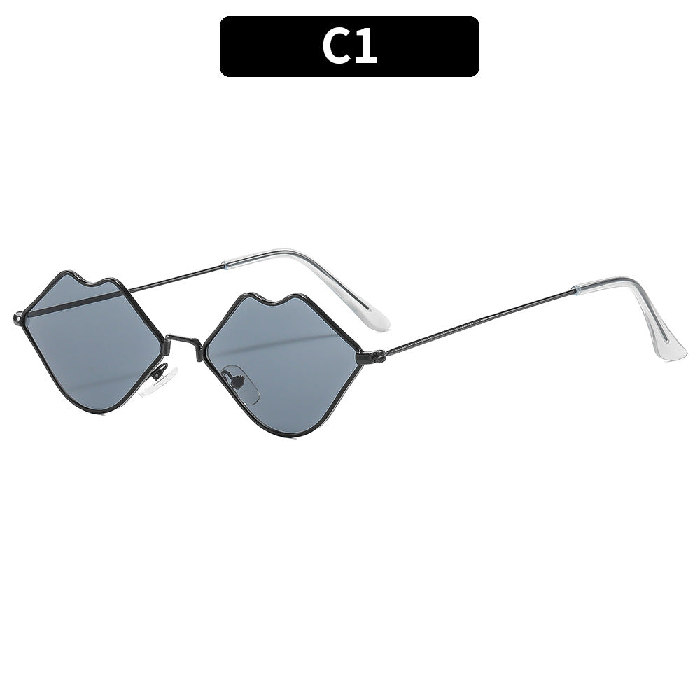 Lip-Shaped Sunglasses with Yellow-Tinted Lenses